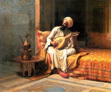 アラブ Painting - マンドリン奏者ルートヴィヒ・ドイチュ・オリエンタリズム・アラベール